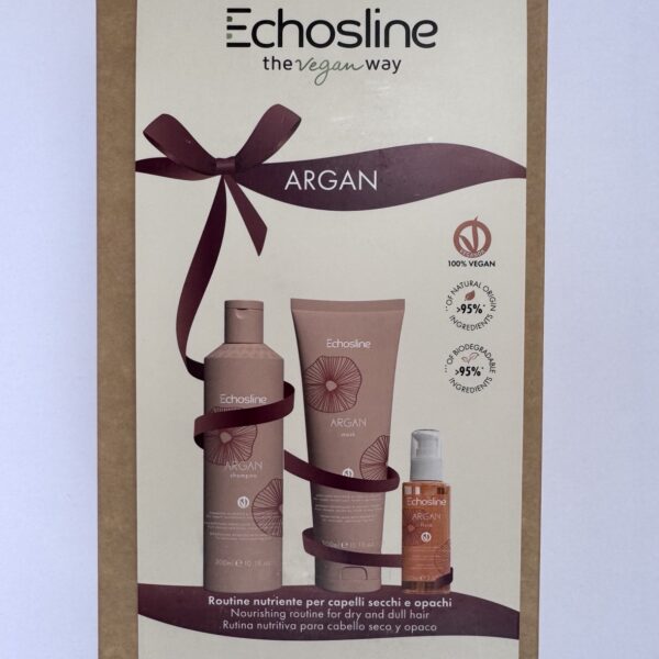Подхранващ комплект за суха коса Echosline Argan с шампоан, маска и флуид